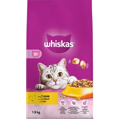 6x Whiskas 7+ Adult Katten Droogvoer Kip 1,9 kg