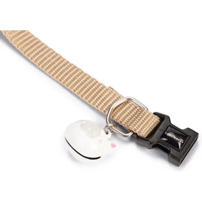 Beeztees Nylon kattenhalsband Uni - 20-30 x 1 cm - Beige