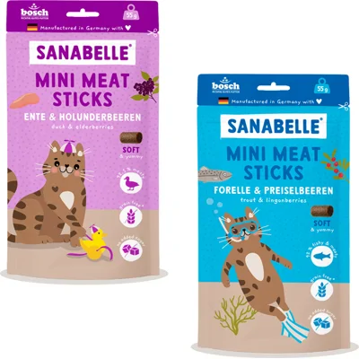 Sanabelle Mini Meat Sticks - Eend & Vlierbessen - 55 g