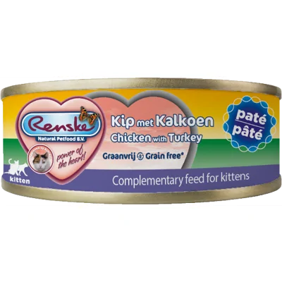 Renske vers paté kip met kalkoen natvoer kitten 70 gram
