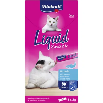 Vitakraft Liquid Snacks met zalm kattensnack (6 x 15g) 11 verpakkingen