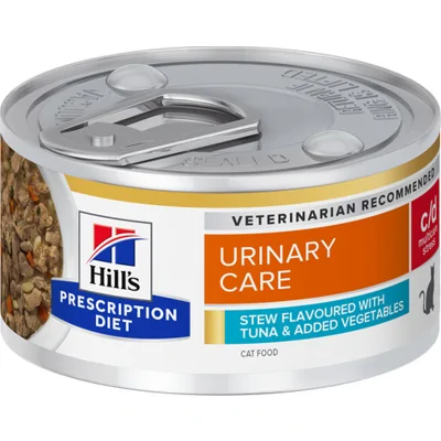 Hill's Prescription Diet C/D Multicare Stress Urinary Care stoofpotje voor kat met tonijnsmaak & groenten blik 1 tray (24 x 82 g)