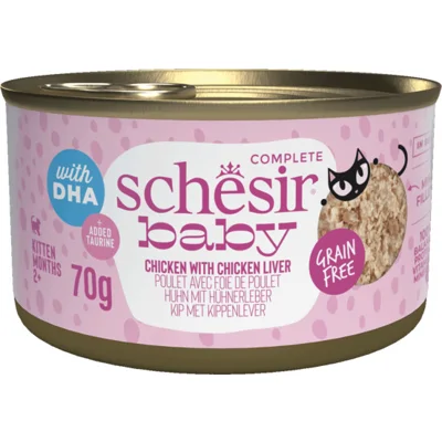12x Schesir Baby Kitten Bouillon Kip&Lever 70 gr