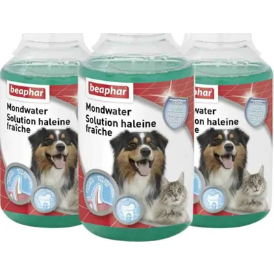 3x Beaphar Mondwater voor Hond&Kat 250 ml