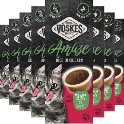 8x Voskes Kattensnack Mousse Kip in Saus 7x30 gr