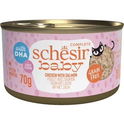 12x Schesir Baby Kitten Bouillon Kip&Zalm 70 gr