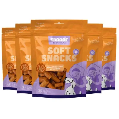 5x Braaaf Sticks Hondensnack Wortel - Sperzieboon - Zalm 85 gr