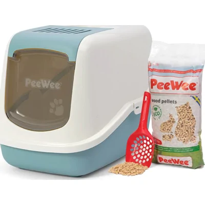 PeeWee EcoHus - Kattenbak - Startpakket Marlin-blauw/Creme