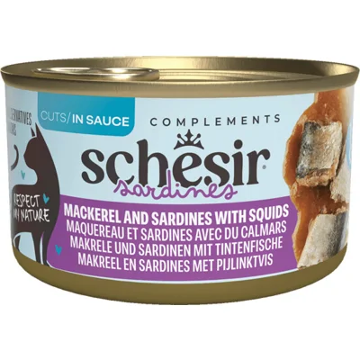 12x Schesir Complements Kat Blik Saus Makreel & Sardines met Pijlinktvis 70 gr