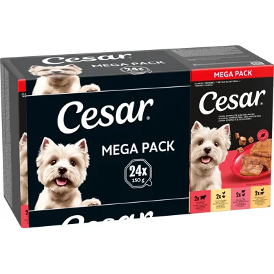 Cesar Classic Mix Paté multipack natvoer hond maaltijdkuipjes (150 g) 1 verpakking (24 x 150 g)