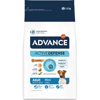 Advance Mini Adult met kip en rijst hondenvoer 2 x 7 kg