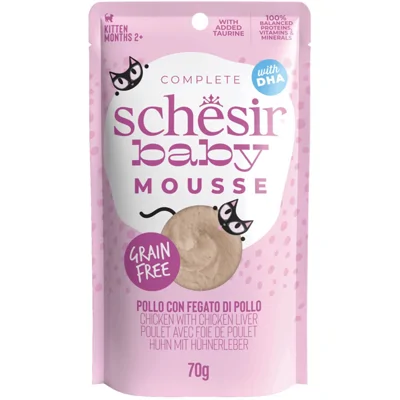 12x Schesir Baby Kitten Mousse Kip 70 gr