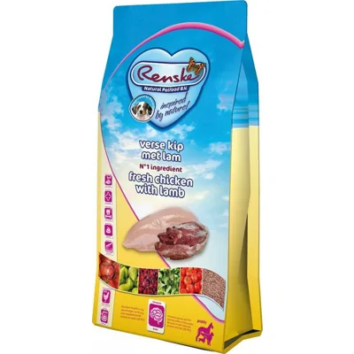 8x Renske Super Premium Puppy Hondenvoer Kip&Lam 600 gr