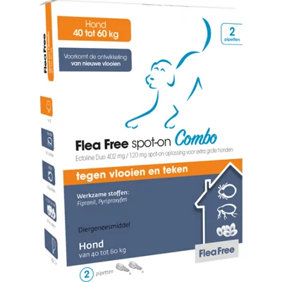 Flea Free Ectoline Duo Anti Vlooien en Teken Druppels Hond 40-60 kg 2 pipetten