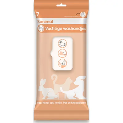 Sanimal Vochtige Washandjes 7 stuks