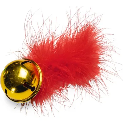 Beeztees Kerstbel met Veer rood kattenspeelgoed