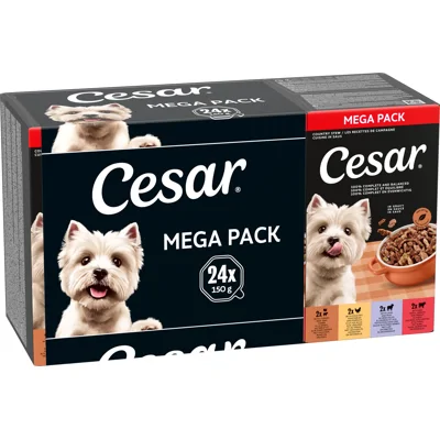 Cesar Cuisine in saus multipack natvoer hond alukuipjes (150 g) 1 verpakking (24 x 150 g)