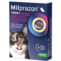 Milprazon Chewable 16 mg / 40 mg grote kat 4 tabletten