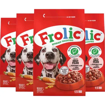 4x Frolic Hondenvoer Droog Rund 1,5 kg