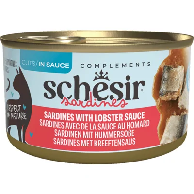 12x Schesir Complements Kat Blik Saus Sardines met Kreeftensaus 70 gr