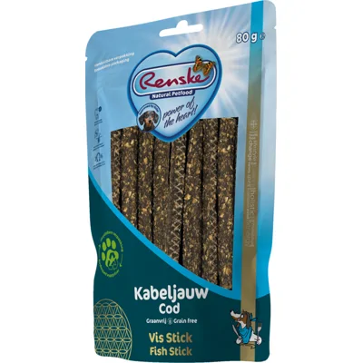 Renske Gezonde Beloning Vis Stick - Kabeljauw - 80 g