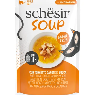 12x Schesir Complementary in Soep Kattenvoer Nat Tonijn&Pompoen 40 gr