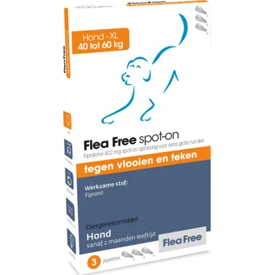 Flea Free Spot On Anti Vlooiendruppels Hond 40-60 kg 3 pipetten
