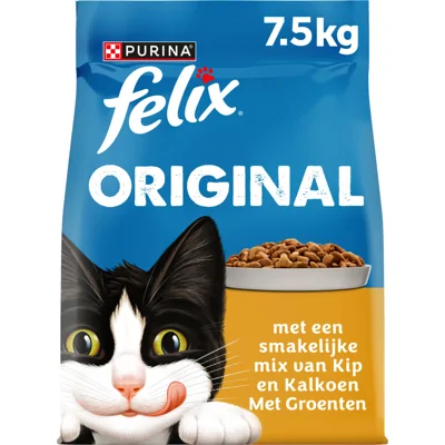 Felix Original Kattenvoer met Kip, Kalkoen en Groenten 7,5 kg