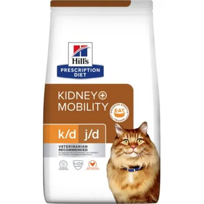 4x Hill's Prescription Diet Kattenvoer Droog k/d + Mobility Kip 3 kg