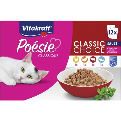 Vitakraft Poésie Classique Classic Choice in saus natvoer kat (12 x 85 g) 1 verpakking (12 x 85 g)