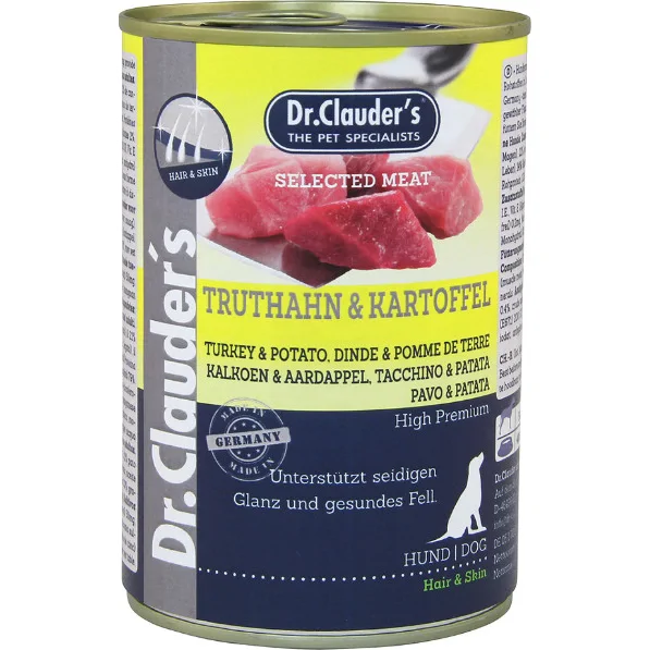 Dr. Clauder's kalkoen met aardappel natvoer hond 6 x 800 g