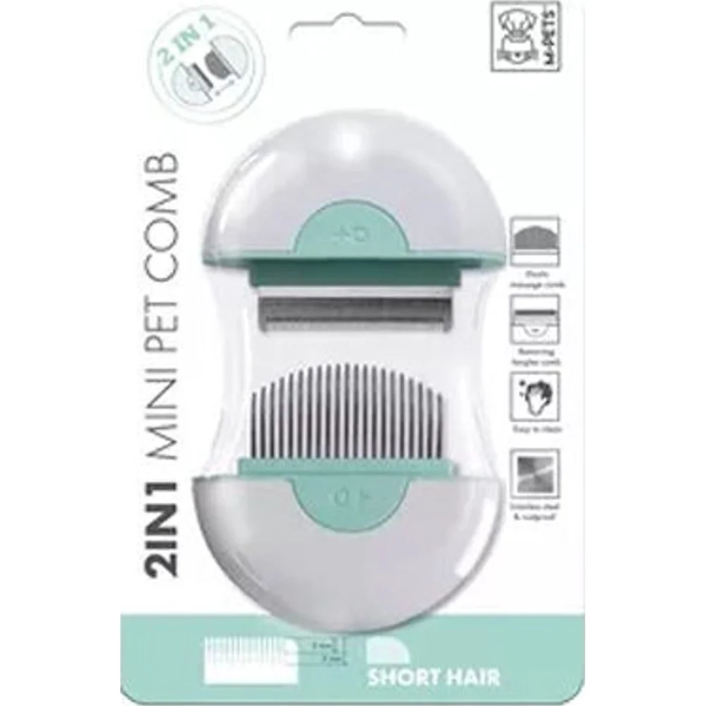 M-Pets 2 in 1 Mini Kam Kort haar - Groen - 9 x 9 x 3 cm