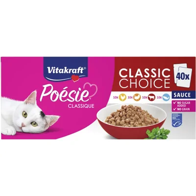 Vitakraft Poésie Classique Classic Choice in saus natvoer kat big pack (40 x 85 g) 3 verpakkingen
