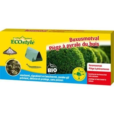 ECOstyle Buxusmotval Tegen Buxusmot - Werkt het hele seizoen - Zonder gif - Sterke lijmplaat
