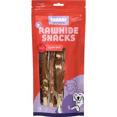 10x Braaaf Twister Hondensnack Vlees - Vis 180 gr