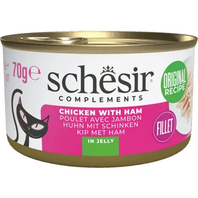 12x Schesir Complementary Kattenvoer Kip&Ham in Gelei 70 gr