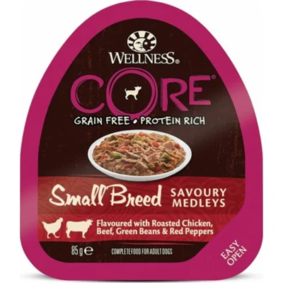 12x Wellness Core Hondenvoer Small Savoury Medleys Kip - Rund 85 gr
