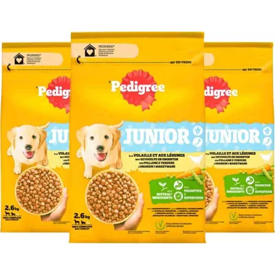 3x Pedigree Hondenvoer Hondenbrokken Junior Kip 2,6 kg