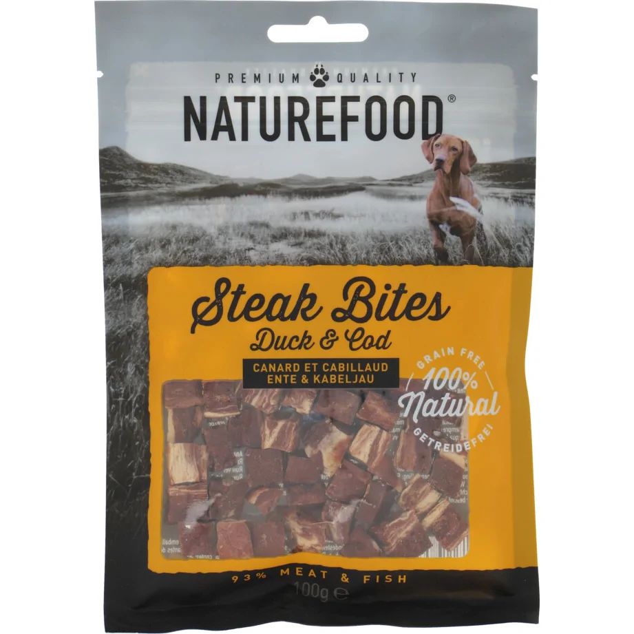 8x Rosewood Naturefood Steak Bites Eend&Koolvis 100 gr