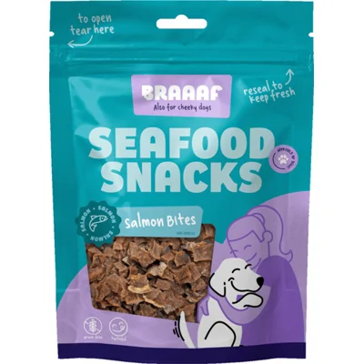 Braaaf Blokjes Hondensnack Gedroogde Zalm 70 gr