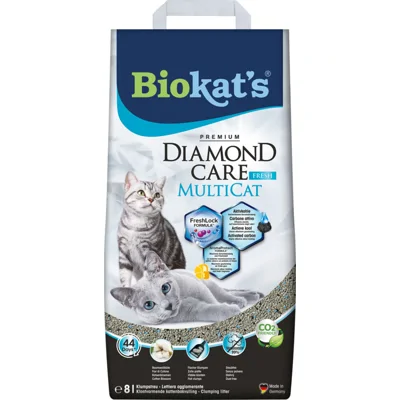 2x Biokat's Kattenbakvulling Diamond Care MultiCat Fresh 8 liter