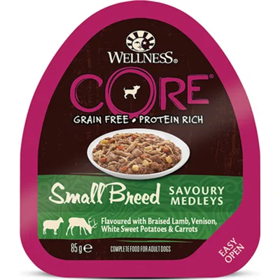 12x Wellness Core Hondenvoer Small Savoury Medleys Lam - Hert 85 gr