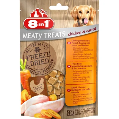 8x 8in1 Meaty Treats Kip en Wortel 50 gr
