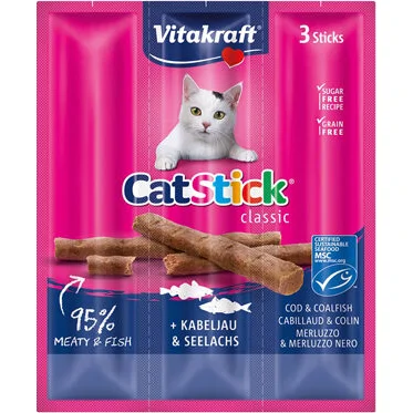 Vitakraft Cat Stick Mini - Kabeljauw & Koolvis - 8 + 2 gratis