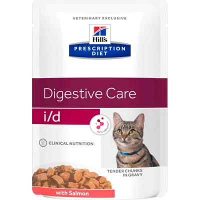 Hill's Prescription Diet I/D Digestive Care nat kattenvoer met zalm maaltijdzakje multipack 1 doos (12 x 85 g)
