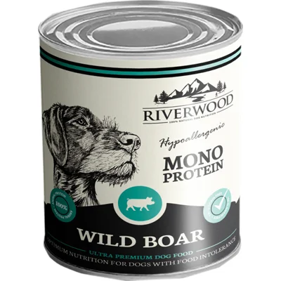 Riverwood Mono Proteïne Hondenvoer - Blik - Wild Zwijn - 6x400 g