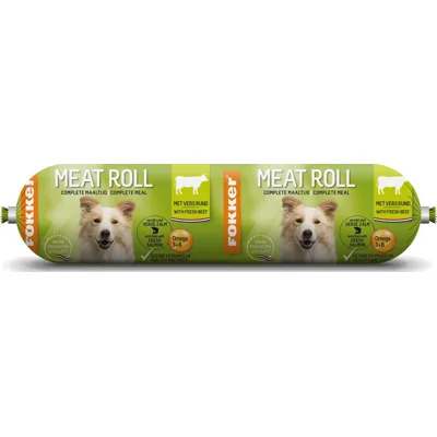 Fokker Meat Roll kip met rund en zalm hondenvoer Per 10