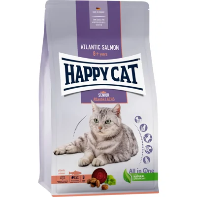 Happy Cat Senior Atlantik Lachs (met zalm) kattenvoer 2 x 4 kg