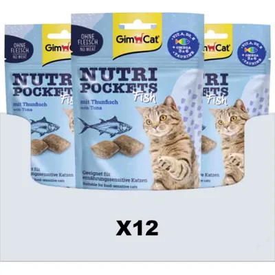 12x GimCat Nutri Pockets Vis met Tonijn 60 gr