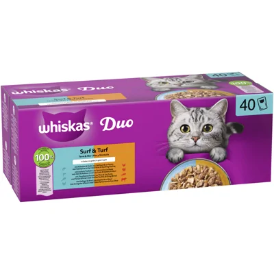 Whiskas Kattenvoer Nat Adult 1+ Surf & Turf in Gelei Multipack 40x85 gr
